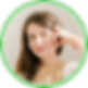 Circular avatar with model portrait shot.